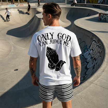 👕🙏T-shirt til mænd med motiv af foldede hænder – bomuld, afslappet, symbolsk, alsidig ✨
