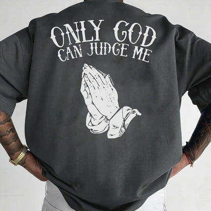 👕🙏T-shirt til mænd med motiv af foldede hænder – bomuld, afslappet, symbolsk, alsidig ✨