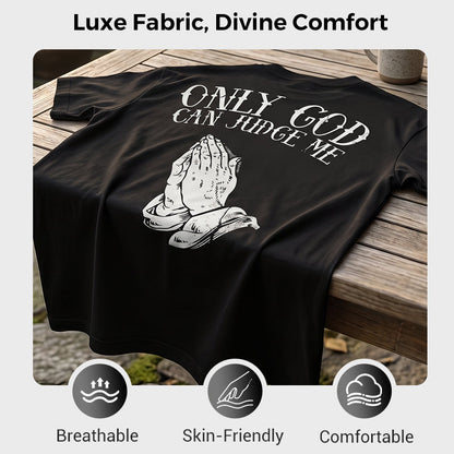 👕🙏T-shirt til mænd med motiv af foldede hænder – bomuld, afslappet, symbolsk, alsidig ✨
