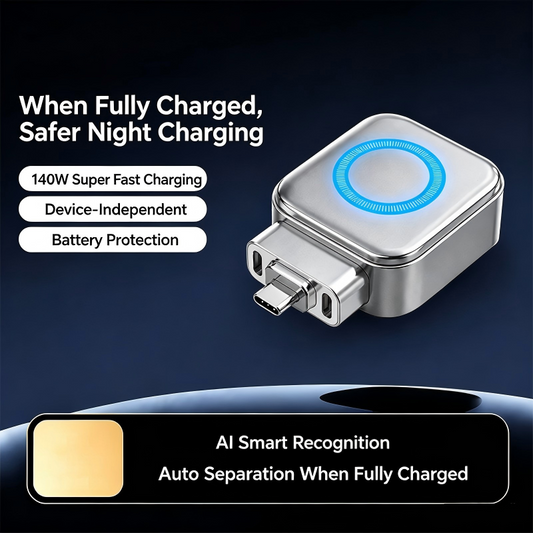 ⚡140W superhurtig oplader med AI automatisk nedlukning - USB-C PD3.1 - Intelligent batteribeskyttelse - Universal til iPhone, MacBook og tablet