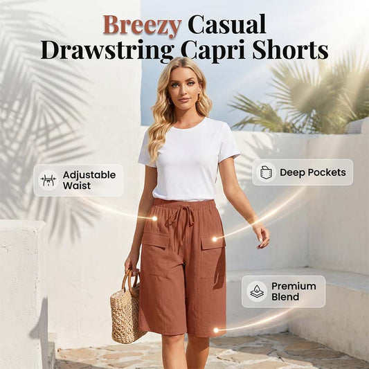 Dame casual capri shorts med snørebånd