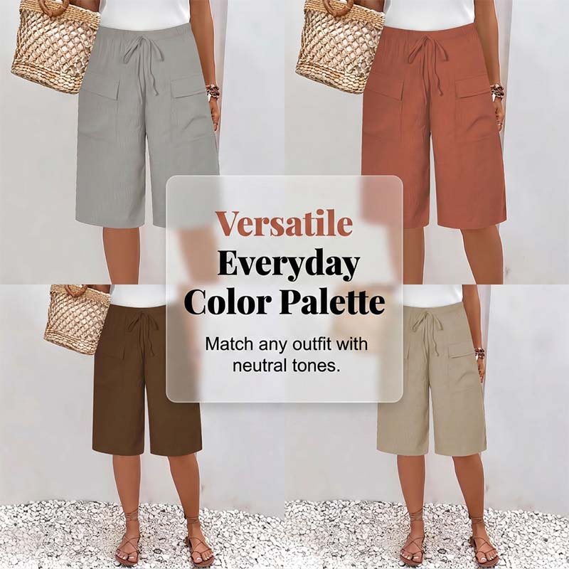 Dame casual capri shorts med snørebånd