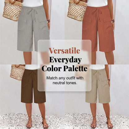 Dame casual capri shorts med snørebånd