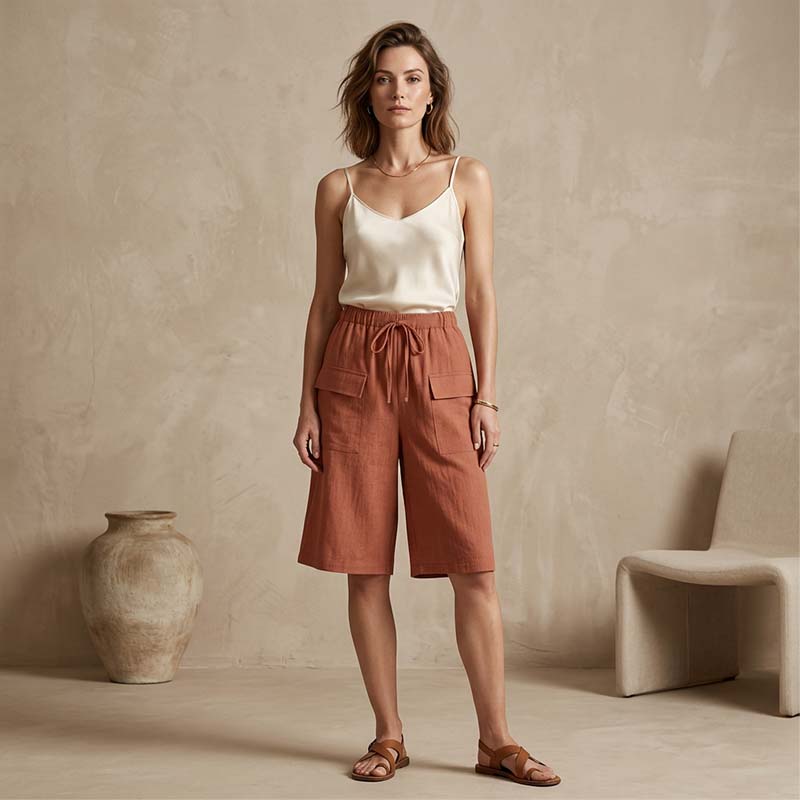 Dame casual capri shorts med snørebånd
