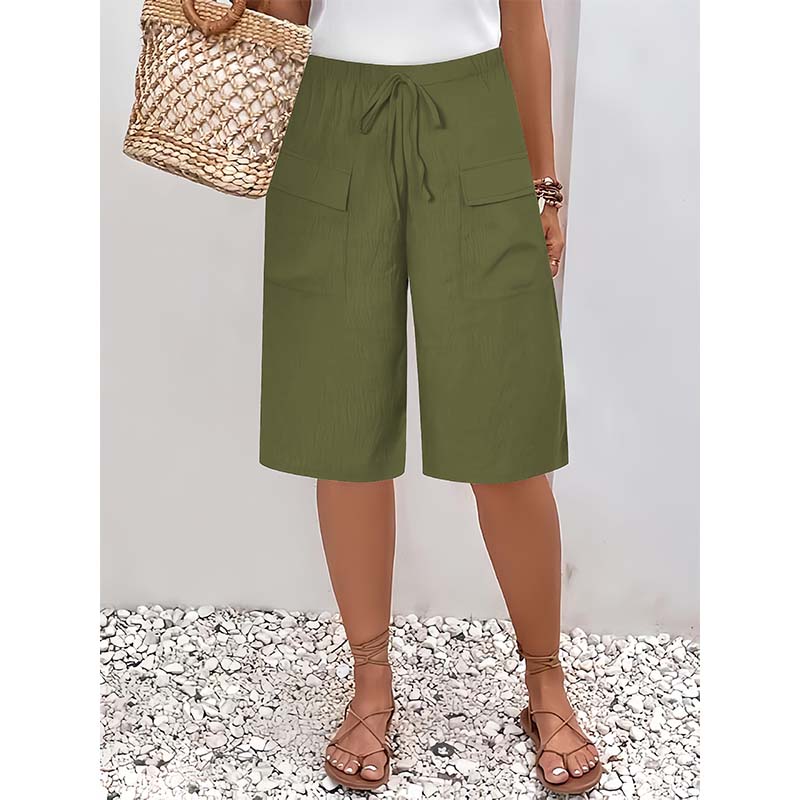 Dame casual capri shorts med snørebånd