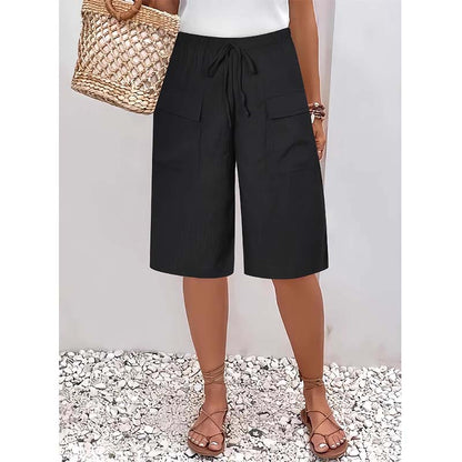 Dame casual capri shorts med snørebånd
