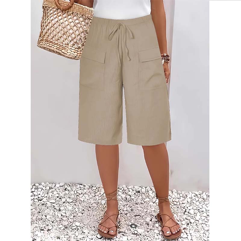 Dame casual capri shorts med snørebånd