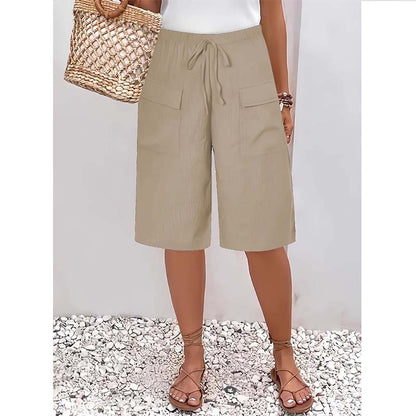 Dame casual capri shorts med snørebånd