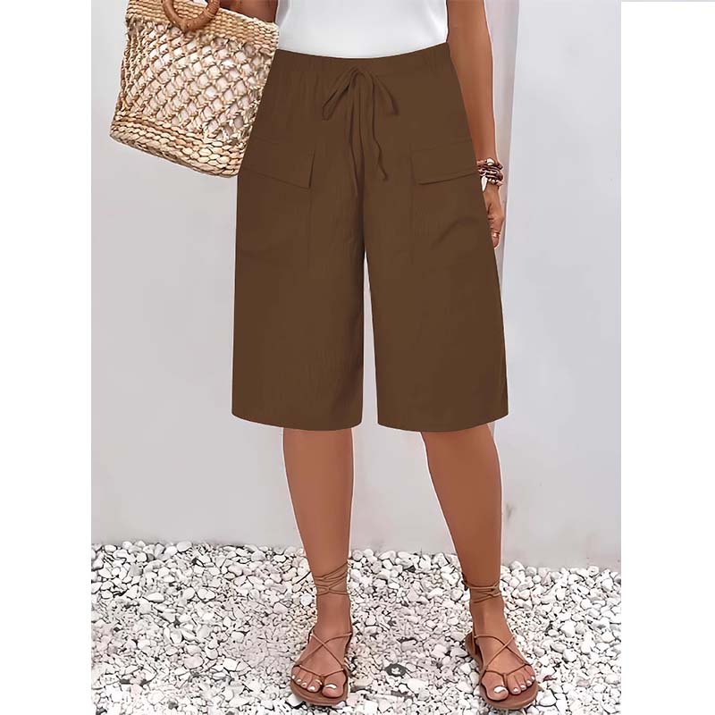 Dame casual capri shorts med snørebånd