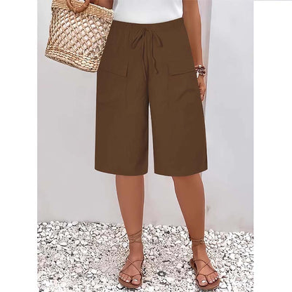 Dame casual capri shorts med snørebånd