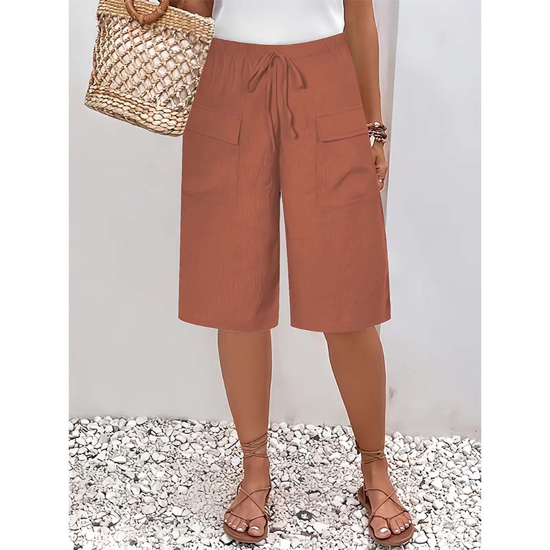 Dame casual capri shorts med snørebånd
