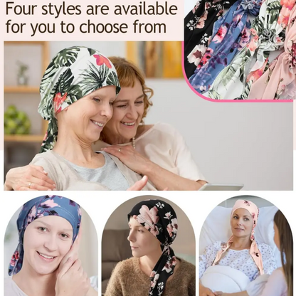 👒 Turban til kvinder med blomsterprint og forbundet bånd – blød, elastisk, alsidig