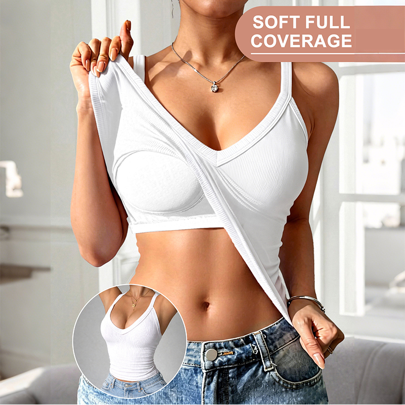 🥳2026 TOPTILBUD🥳💞Over 20.000 solgt!🧺Slim-fit polstret tanktop til kvinde