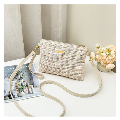 ⏰Dame clutch med vævet strå-skuldertaske👜