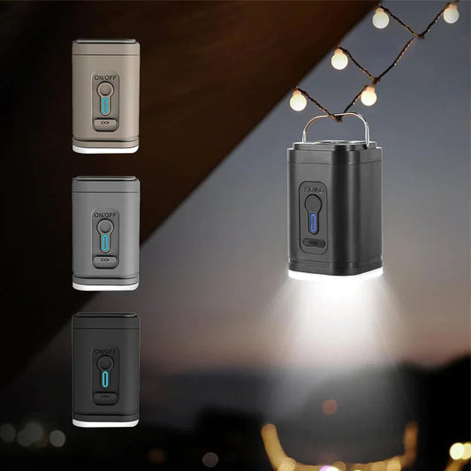🏕️ Genopladelig campingluftpumpe – LED-lys, hurtig oppustning, kompakt