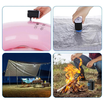 🏕️ Genopladelig campingluftpumpe – LED-lys, hurtig oppustning, kompakt