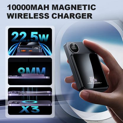 🔋✨Professionel magnetisk oplader til rejsende og professionelle 🧲| 22,5 W via kabel og 15 W trådløs | 10.000 mAh | Hurtig levering