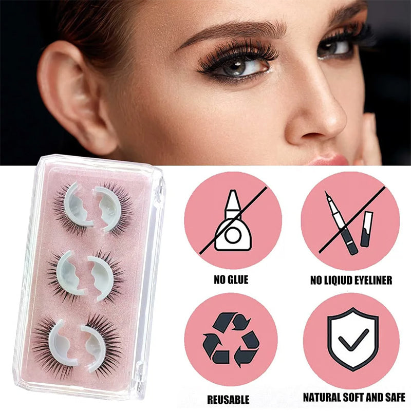 🥳2026 HOT UDSALG🥳💞50K+ SOLGT!👁️✨Genanvendelige selvklæbende løsøjenvipper – Ingen lim nødvendig, bare pres & gå. Naturlig krølle, genanvendelige & nemme at fjerne. En skønhedsgame-changer! 💕🌸