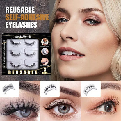 🥳2026 HOT UDSALG🥳💞50K+ SOLGT!👁️✨Genanvendelige selvklæbende løsøjenvipper – Ingen lim nødvendig, bare pres & gå. Naturlig krølle, genanvendelige & nemme at fjerne. En skønhedsgame-changer! 💕🌸