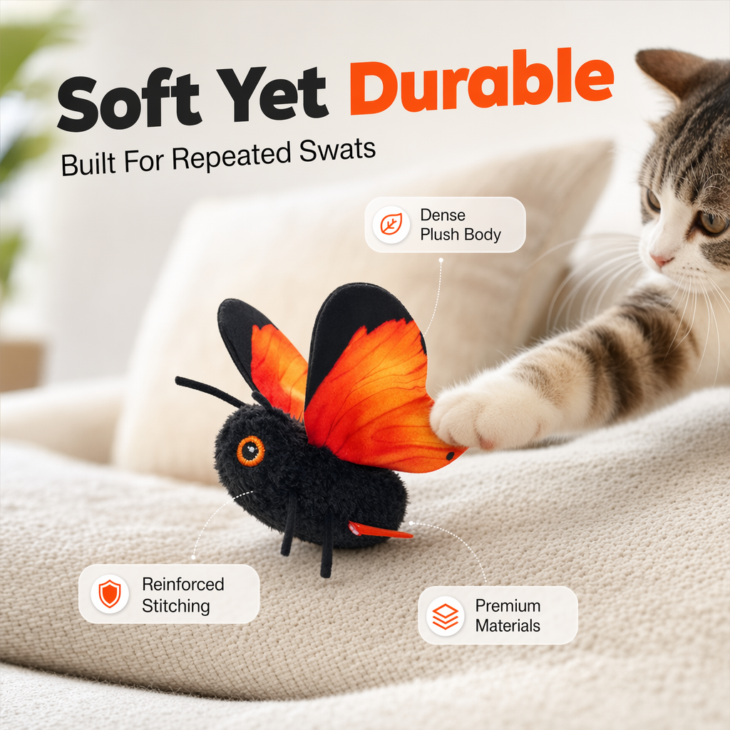 🦋🐱Smart Sensing Flapping Butterfly Legetøj🐈Bevægelsesaktiveret, realistisk flyvning, interaktiv sjov – holder din kat engageret i timevis.🔥