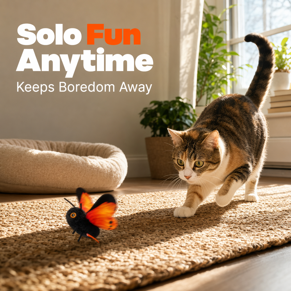🦋🐱Smart Sensing Flapping Butterfly Legetøj🐈Bevægelsesaktiveret, realistisk flyvning, interaktiv sjov – holder din kat engageret i timevis.🔥