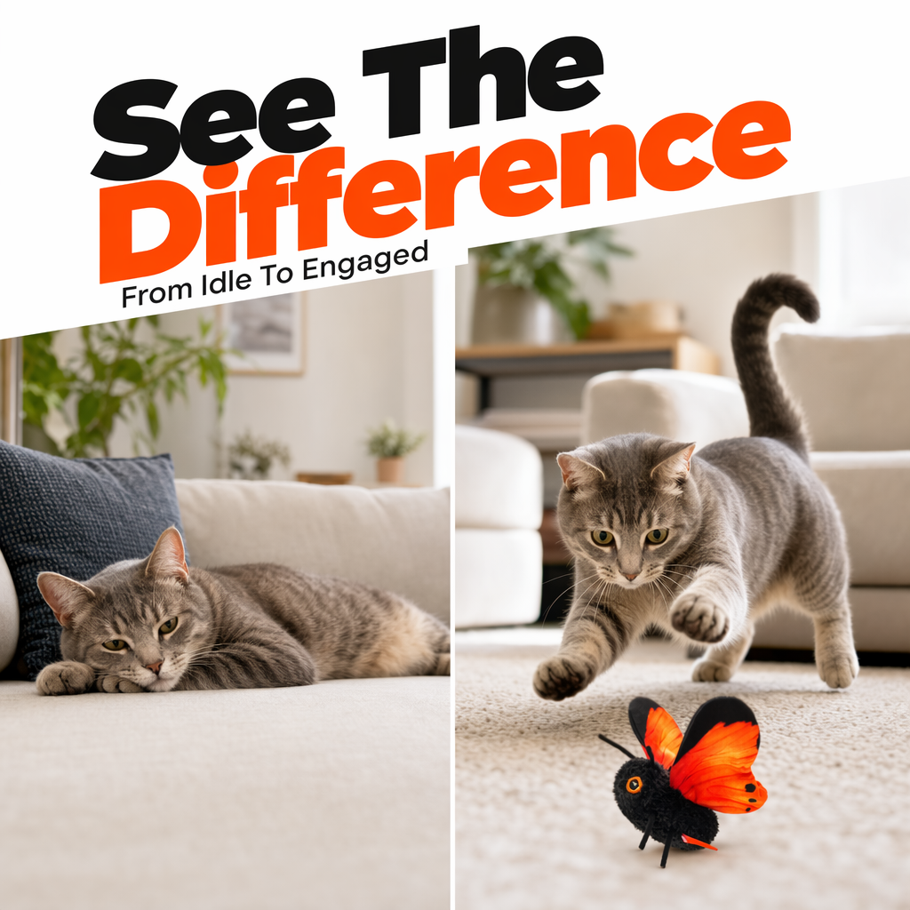🦋🐱Smart Sensing Flapping Butterfly Legetøj🐈Bevægelsesaktiveret, realistisk flyvning, interaktiv sjov – holder din kat engageret i timevis.🔥