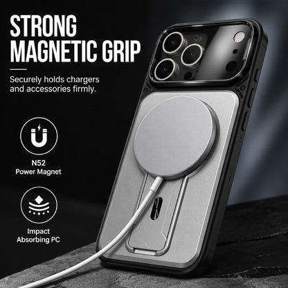 ✨ Ét cover, tre opgraderinger – Magnetisk, flip-linsedæksel og stativ, der ikke fylder meget. Passer til iPhone 13-17