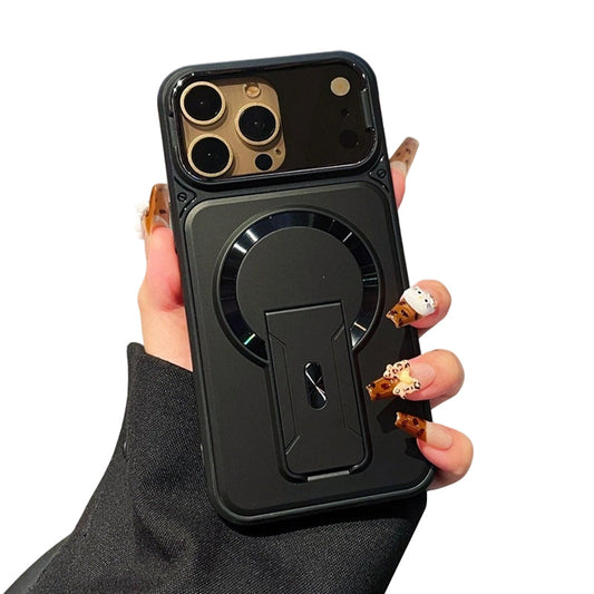 ✨ Ét cover, tre opgraderinger – Magnetisk, flip-linsedæksel og stativ, der ikke fylder meget. Passer til iPhone 13-17