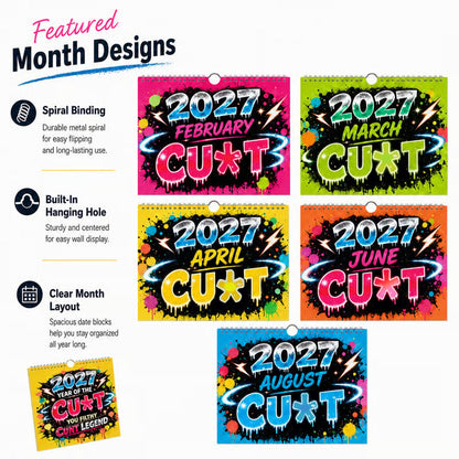 💥2027 Kussens år Vægkalender – Fed graffiti-humorkalender📆🌟