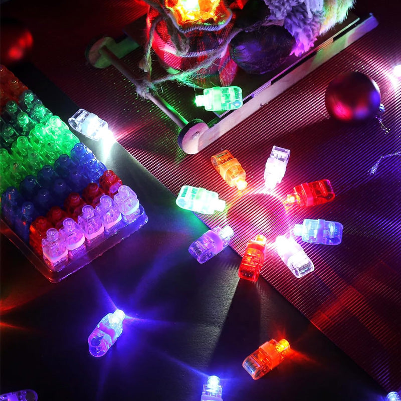 🥳Mini farverig LED-fingerlampe – Lysende og farverigt lys, tænd/sluk med én knap 🎶✨