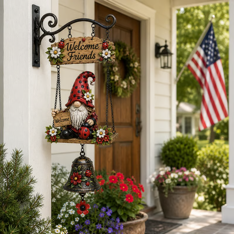 Havenisse velkomstdørklokke udendørsdekoration