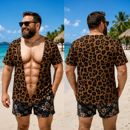 Herre-T-shirt med sjovt muskelmotiv i 3D-print
