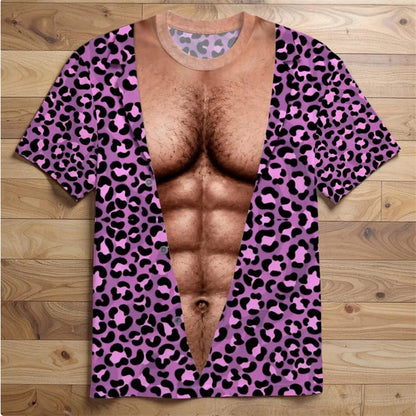 Herre-T-shirt med sjovt muskelmotiv i 3D-print