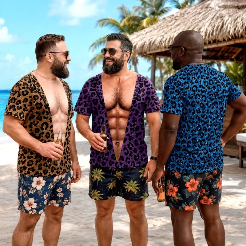 Herre-T-shirt med sjovt muskelmotiv i 3D-print