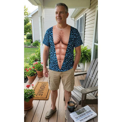 Herre-T-shirt med sjovt muskelmotiv i 3D-print