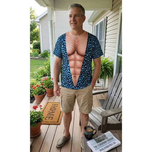 Herre-T-shirt med sjovt muskelmotiv i 3D-print