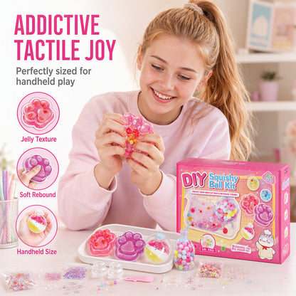 🐱 🧊 DIY Fried Ice Squishy-legetøjssæt – Katteklo-design, sjov og kreativ – Perfekt til sensorisk leg og stresslindring for børn