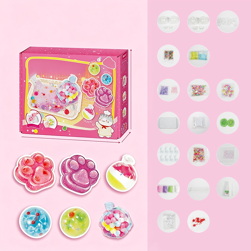 🐱 🧊 DIY Fried Ice Squishy-legetøjssæt – Katteklo-design, sjov og kreativ – Perfekt til sensorisk leg og stresslindring for børn