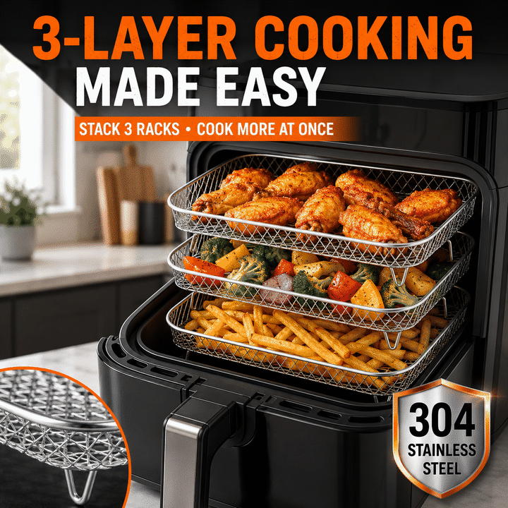 🍗 Stabelbare riste til airfryer – giver mere plads til tilberednin