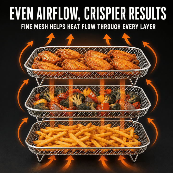 🍗 Stabelbare riste til airfryer – giver mere plads til tilberednin
