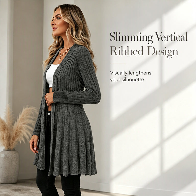 🌸🌻🧥Blød strikcardigan til kvinder uden lukning – elegant og nem at bruge i lag-på-lag-loo