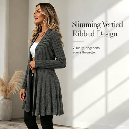 🌸🌻🧥Blød strikcardigan til kvinder uden lukning – elegant og nem at bruge i lag-på-lag-loo