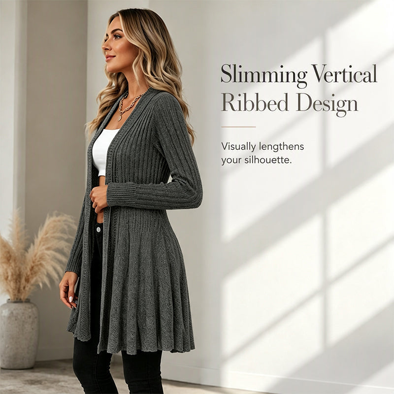 🌸🌻🧥Blød strikcardigan til kvinder uden lukning – elegant og nem at bruge i lag-på-lag-loo