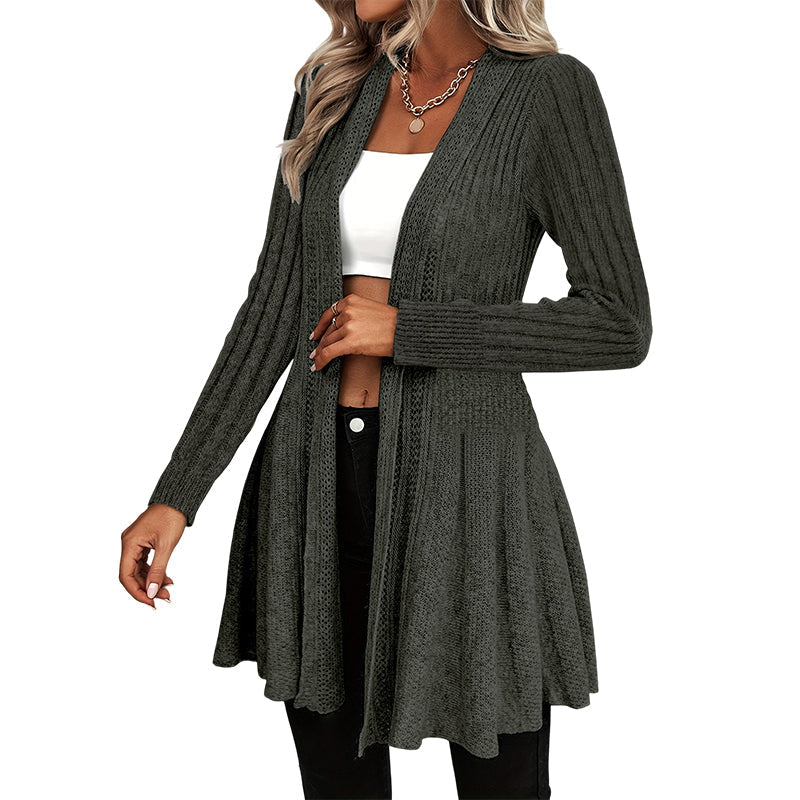 🌸🌻🧥Blød strikcardigan til kvinder uden lukning – elegant og nem at bruge i lag-på-lag-loo