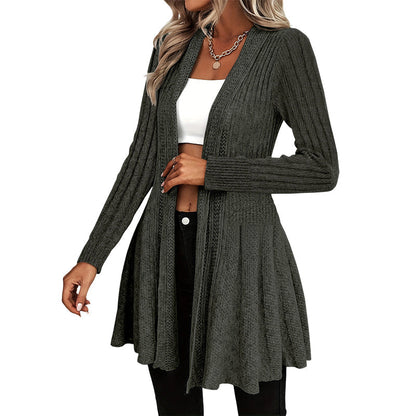 🌸🌻🧥Blød strikcardigan til kvinder uden lukning – elegant og nem at bruge i lag-på-lag-loo