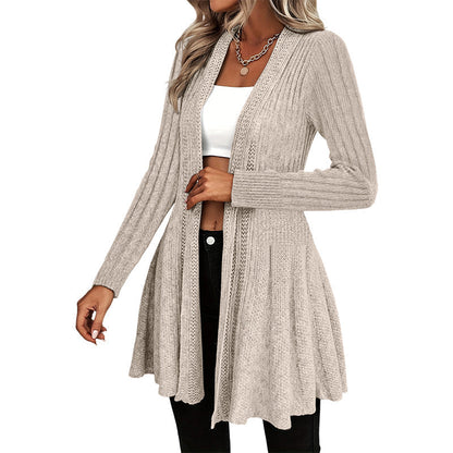 🌸🌻🧥Blød strikcardigan til kvinder uden lukning – elegant og nem at bruge i lag-på-lag-loo