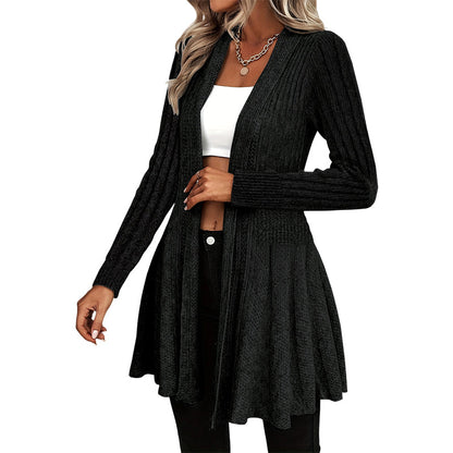 🌸🌻🧥Blød strikcardigan til kvinder uden lukning – elegant og nem at bruge i lag-på-lag-loo