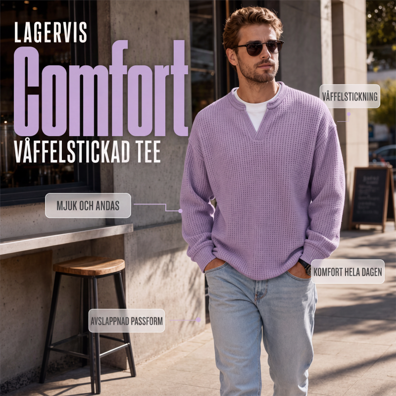Waffel-T-shirt med lagdelt komfort