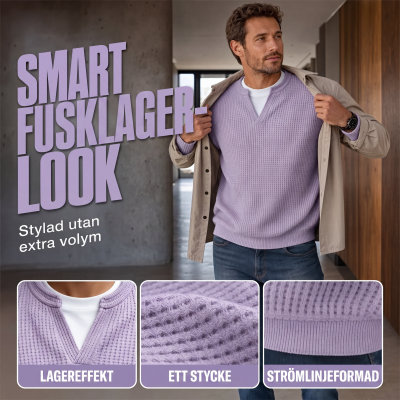 Waffel-T-shirt med lagdelt komfort
