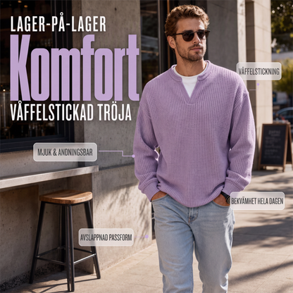 Waffel-T-shirt med lagdelt komfort